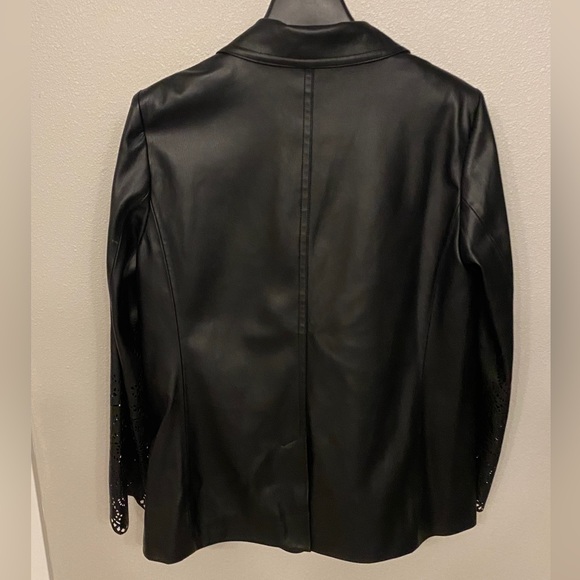 NWT Maeve Eyelet Sleeve Faux Black Leather Jacket Sz 14 MSRP $158 - Picture 6 of 8